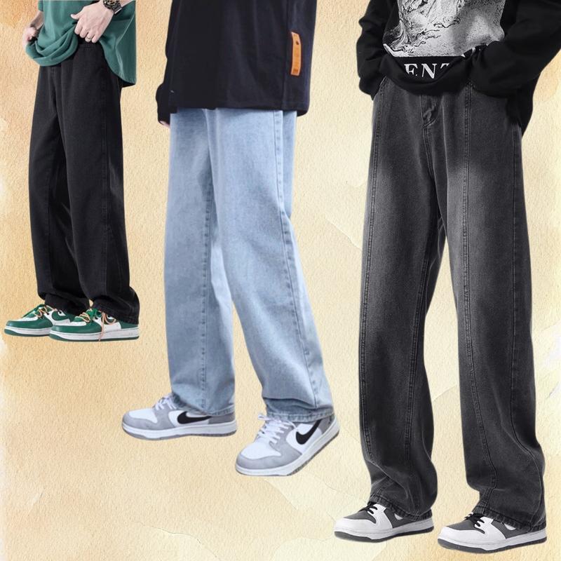 Quần jean nam ống suông rộng form baggy đứng quần bò Menswear Pants Ong Xanh Nhạt Có Túi Chéo