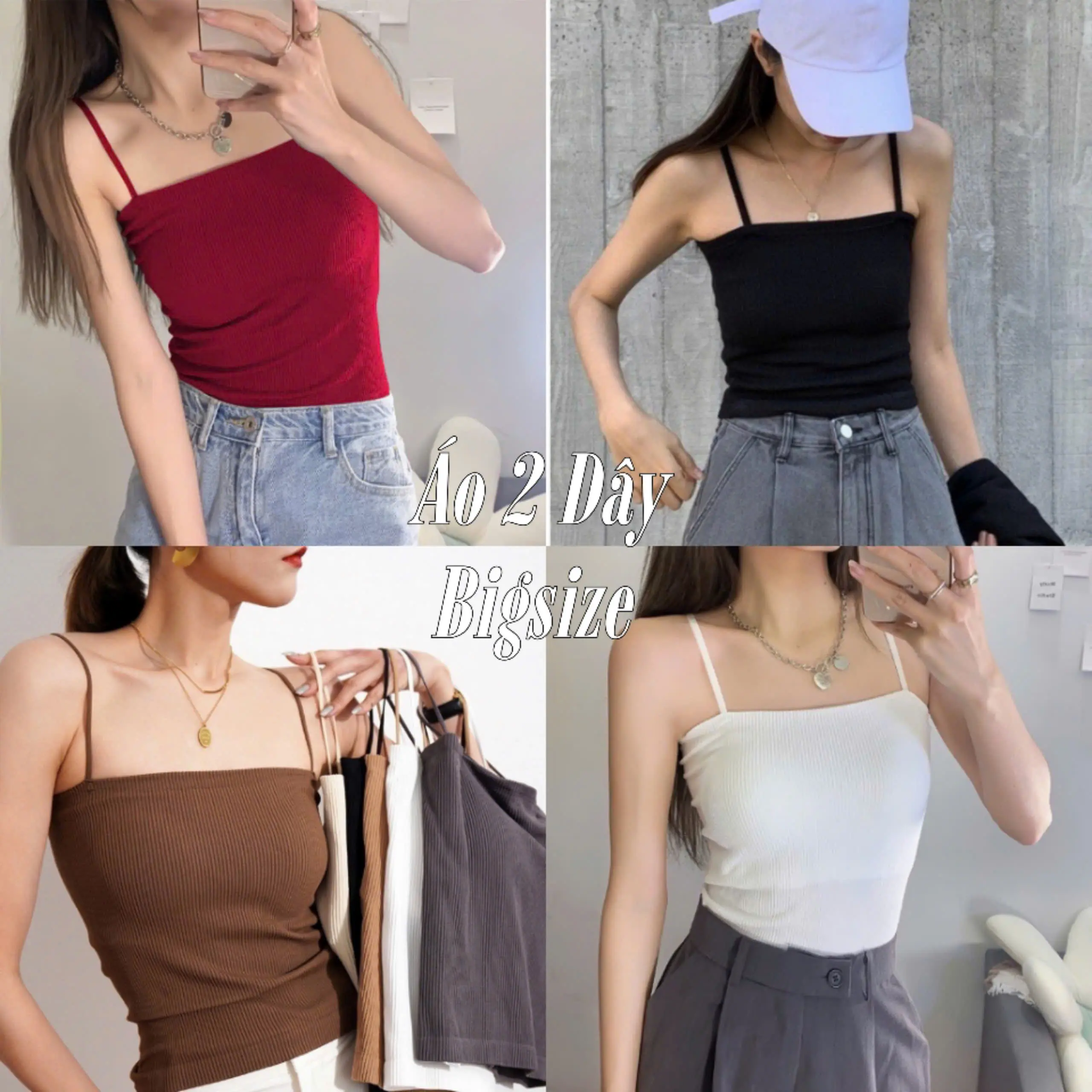 Áo thun tăm bigsize 2 dây chất borrip nữ 45-85kg Women Top Dáng Ngắn somi hot trend aochay  pho Cotton