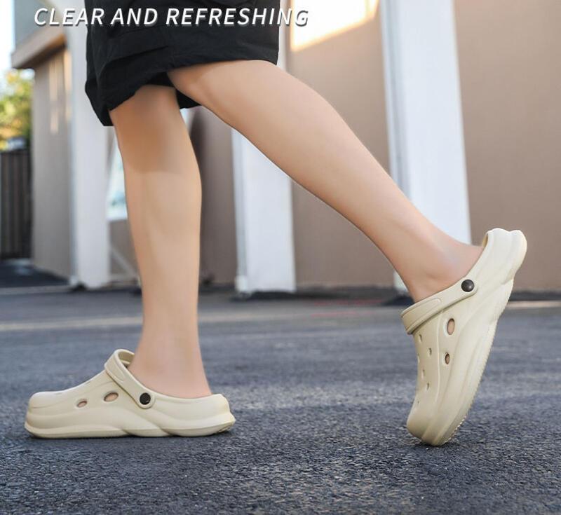 Product Introduction of Couple Hot Sale Brand Clogs Men Sandals Casual Shoes EVA Lightweight Sandles Unisex Colorful Shoes for Summer Beach 1