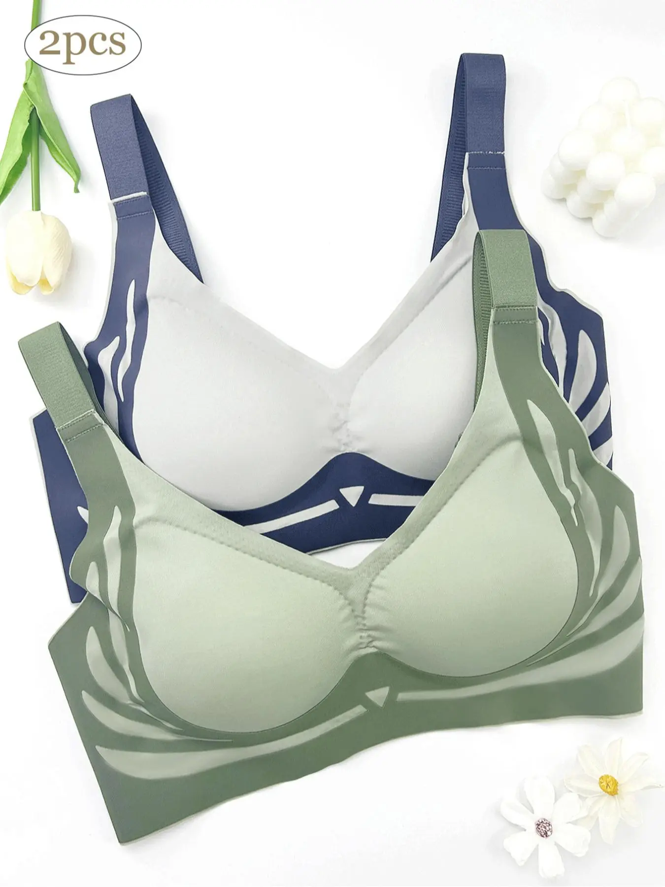 Women's Colorblock Print Wireless Bra, Elegant Comfortable Breathable Adjustable Strap Push Up Bra, Soft Support Lingerie for Daily Wear