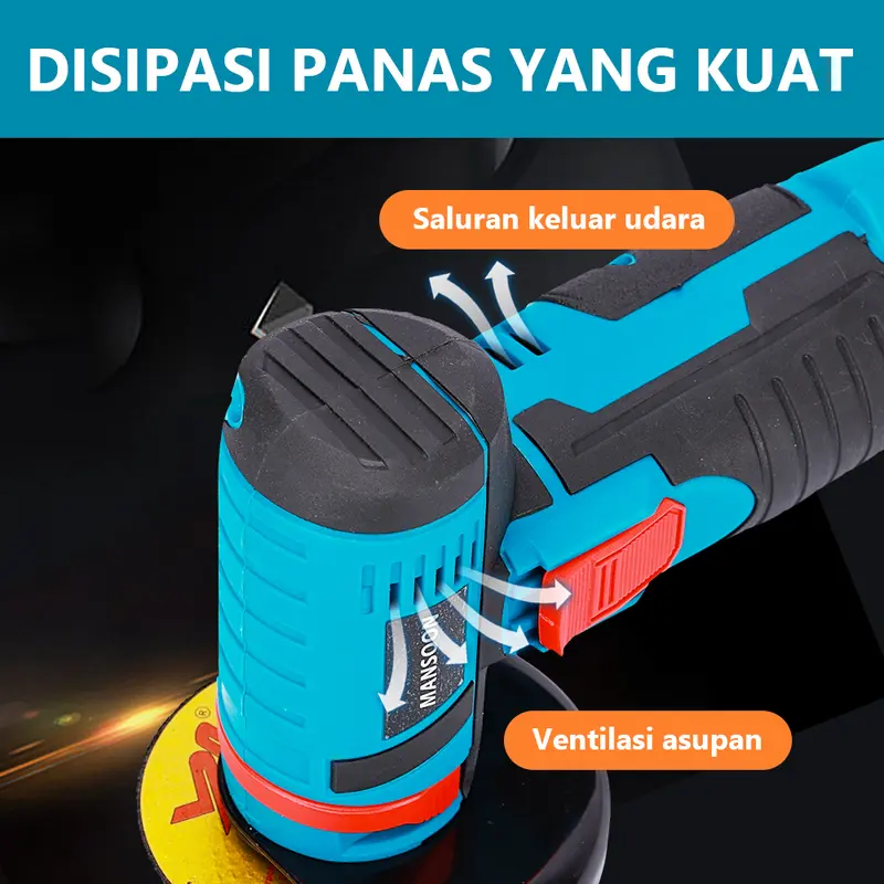 MANSOON Gerinda Sudut Mini 3'' Mesin Gerinda Tangan Alat Pemotong Alat Listrik Penggiling Sudut Nirkabel Angle Grinder 2