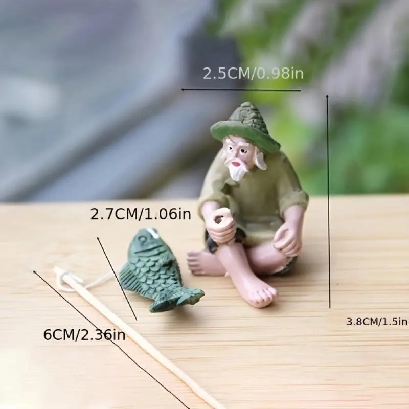 Fishing Themed Resin Figurine, Fantasy Fisherman Statue, Durable Non-electric Fisherman-Sculpture for Outdoor Pool & Bonsai Decor, Ornaments 1