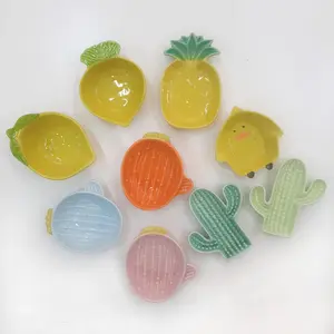 PIRING SAUS KERAMIK IMPORT - PIRING IMPORT WADAH SAUS SAMBAL BENTUK UNIL DAN LUCU - PIRING NANAS LEMON LOBAK KAKTUS BEBEK