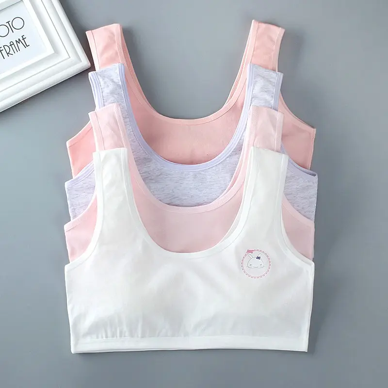 Áo Ngực Tập Luyện Cho Bé Gái Tuổi Teen, Bralette Cotton Mềm Mại Và Dễ Thương, Không Gọng, Đồ Lót Cho Bé Gái Tuổi Dậy Thì, 8-16Y