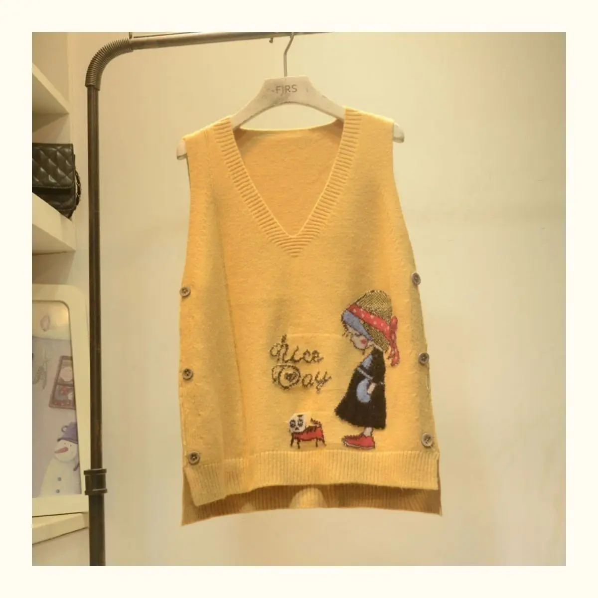 Áo Vest Dệt Kim Cho Nữ, Dáng Rộng Vừa Vặn, Len Cổ Chữ V, Áo Len Chui Đầu Phong Cách Preppy, Thích Hợp Cho Mùa Xuân Và Mùa Thu, Hàng Mới Về Năm 2024, Áo Len Ngoài