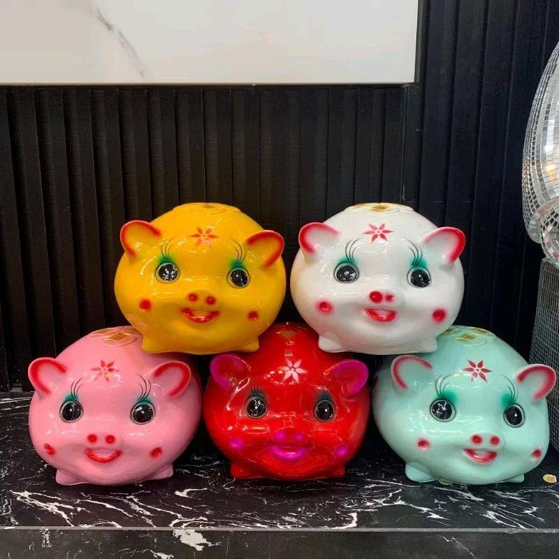 Heo Đất/ Lợn Đất tiết kiệm. Mẫu Heo Cười, SIZE NHỠ ,SIZE SỐ 2 dáng tròn truyền thống( giao ngẫu nhiên chữ Pi, Lộc,)