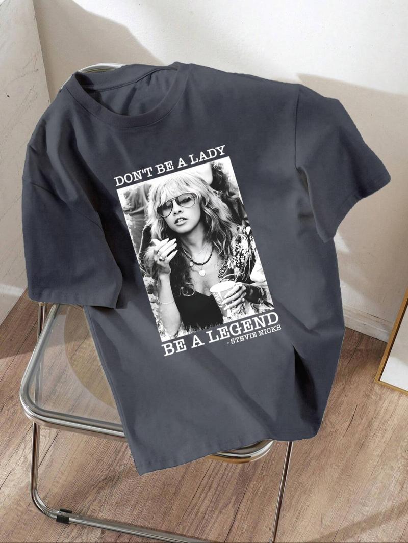Product Introduction of Women's Graphic Print Round Neck Tee, Vintage Trendy Casual Short Sleeve T-shirt for Daily Wear, Ladies Summer Clothing 2