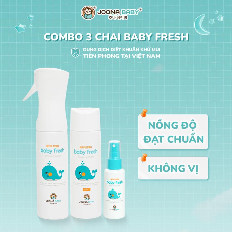 Combo 3 chai xịt diệt khuẩn, khử mùi Baby Fresh 300ml, lõi thay thế 300ml và xịt khuẩn nhỏ 60ml - JOONA BABY Việt Nam