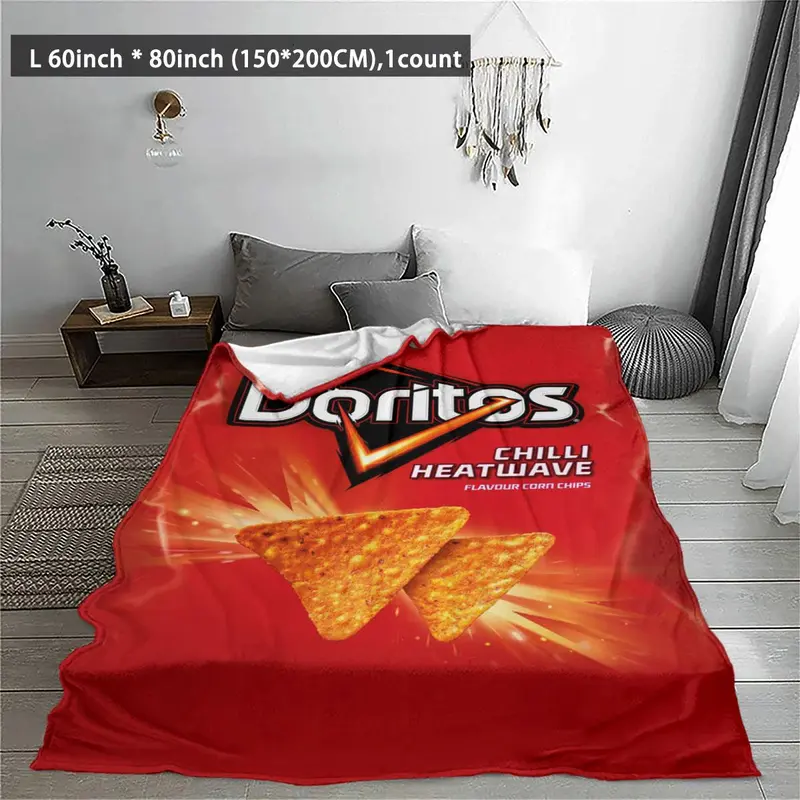 Cartoon Doritos Pattern Blanket, 1 Count Soft Comfortable Warm Throw, Air-conditioned Room Blanket, Warm Nap Blanket for Home & Office 5