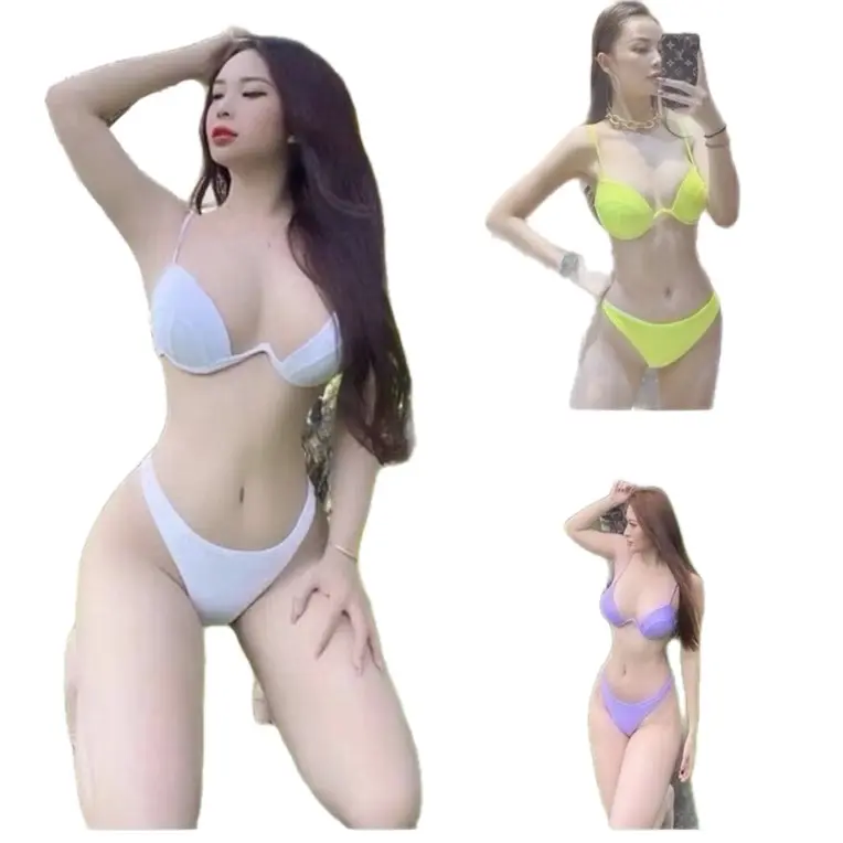 Bikini 2 mảnh gọng nâng khoe  siêu xinh Nhung Thun Đen 0