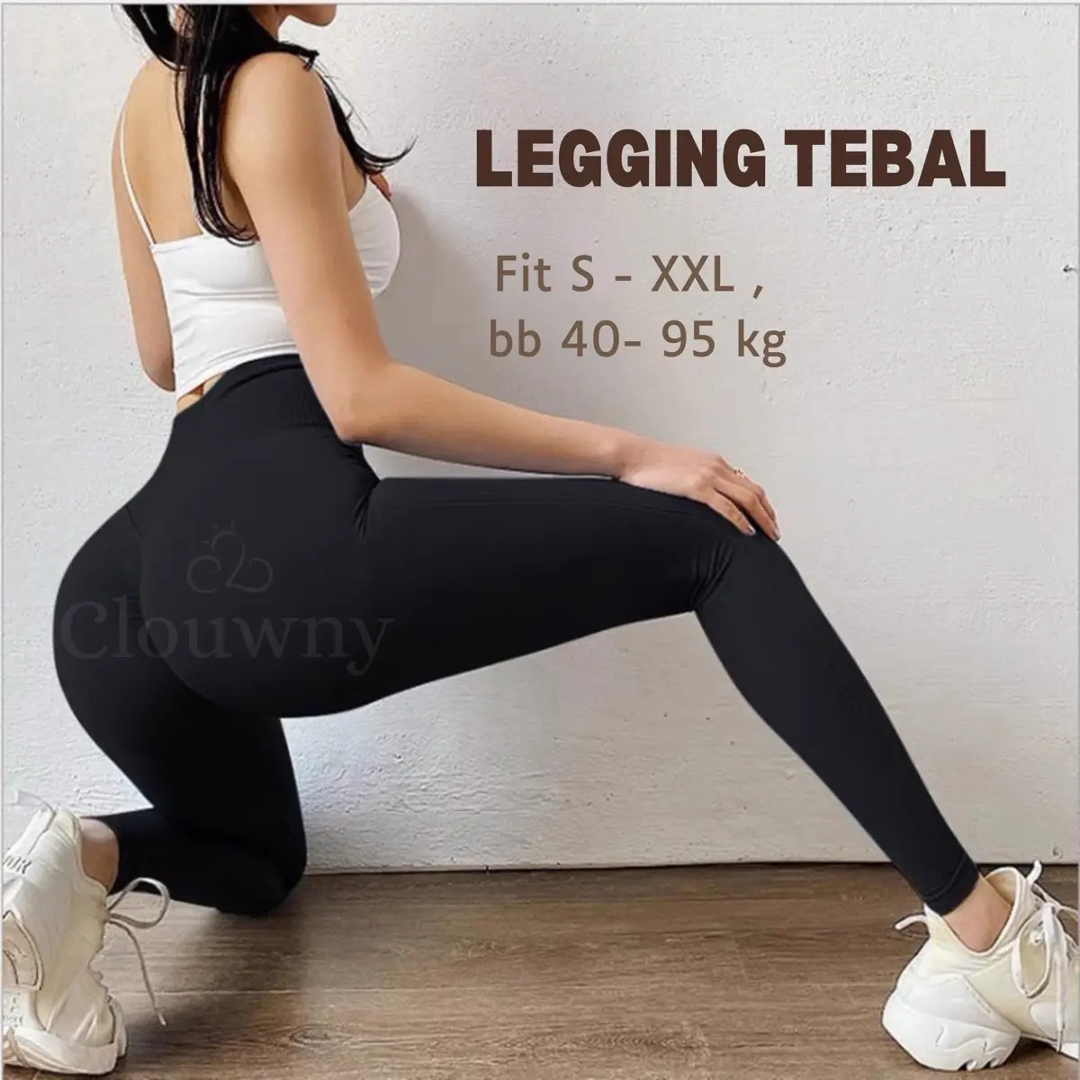 CLOUWNY Celana Legging Wanita Fur Thick Premium Basic Highwaist Tebal Thermal Jumbo Panjang Hitam Dewasa Sexy Leggings