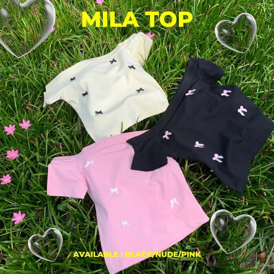 Esmeé |  Áo Trễ Vai Đính Nơ Mila Top Nữ