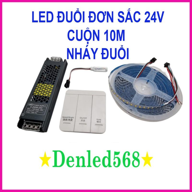 Led dây dán 24V 10m hiệu ứng chạy đuổi có điều khiển từ xa. Led dán nhôm định hình silicon dẻo