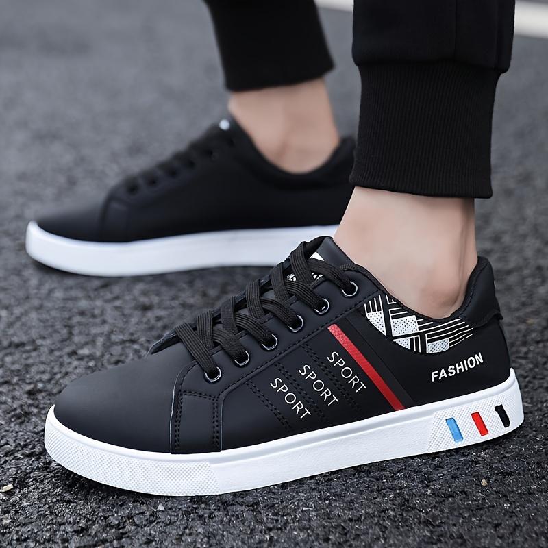 Product Introduction of Comfortable Breathable Men's Lace-up Sneakers, Striped Design Skateboard Shoes with Good Traction 27
