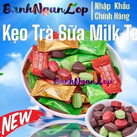 MIX 8 VỊ MILKTEA Kẹo Trà Sữa Ít Đường Assam, Latte, Matcha 100Gram Thơm Ngon Hot 2024 7
