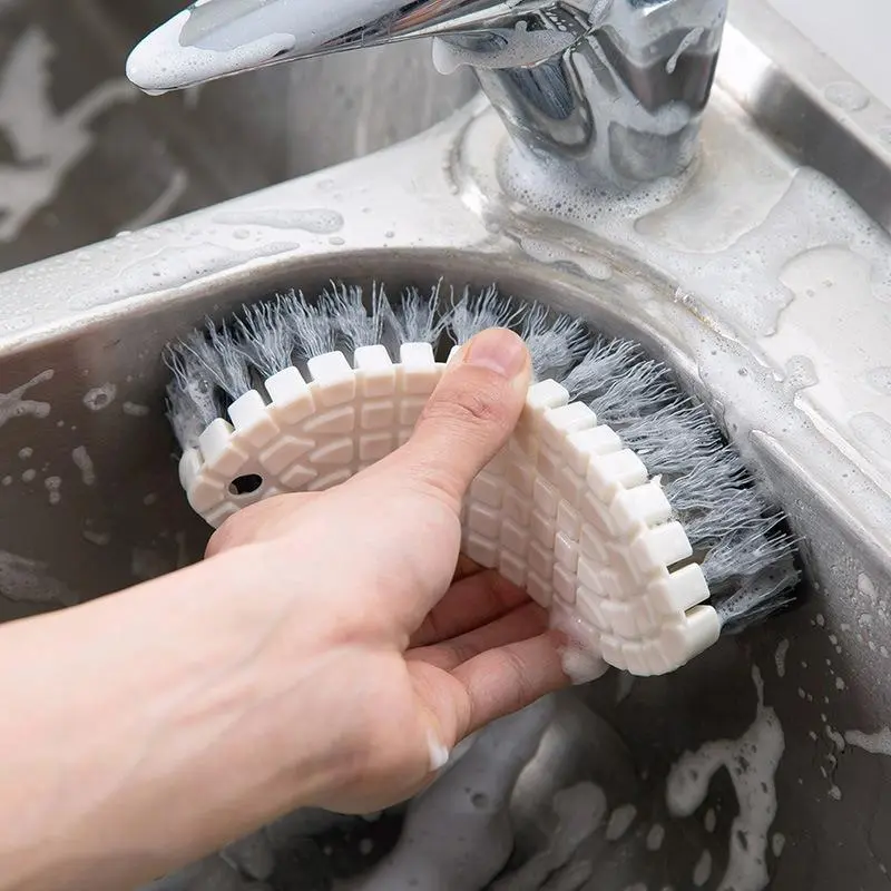 Curved Cleaning Brush, 1 Count Multifunctional Cleaning Brush, Bathroom Tile Brush, Kitchen Faucet Corner Brush, Cleaning Tool for Home Bathroom Kitchen 5