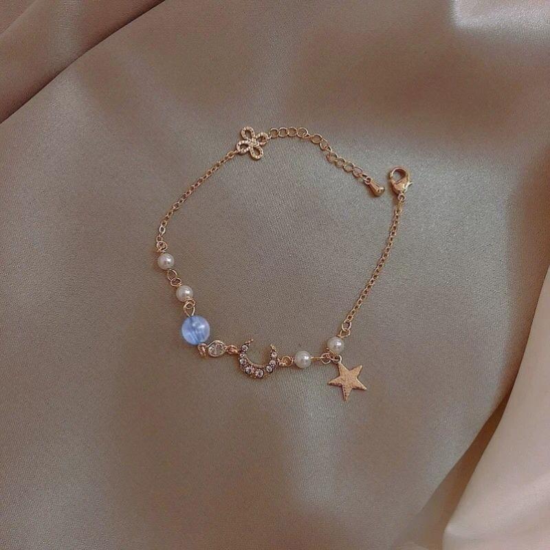 Vòng Tay Ngọc Trai Zircon, Thiết Kế Ngôi Sao Mặt Trăng, Dành Cho Phụ Nữ, Vòng Tay Cao Cấp, Phong Cách Hàn Quốc, Thời Trang Người Nổi Tiếng Trên Internet Hợp Xu hướng Vòng Tay Đơn Giản, Thích Hợp Cho Bạn Thân 4