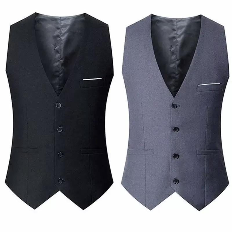 Sẵn hàng Áo gile nam 2 lớp dày không nhăn không xù trẻ trung phong cách Hàn Quốc sang trọng Menswear Cotton Đen Shirt