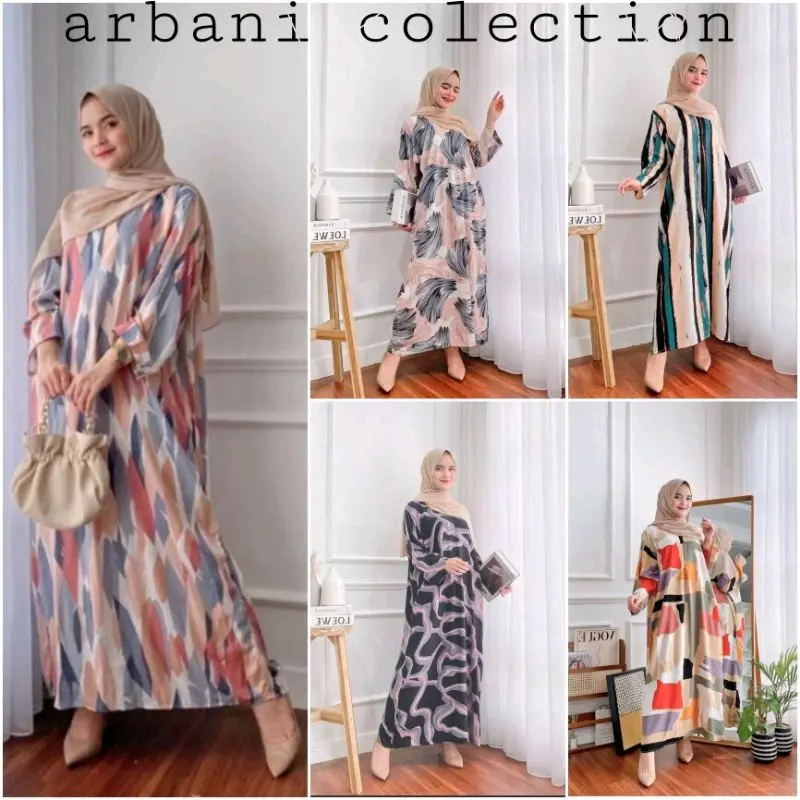 COD DASTER GAMIS RAYON LENGAN PANJANG JUMBO LD 120 Dress Muslim Bunga Ibu 0