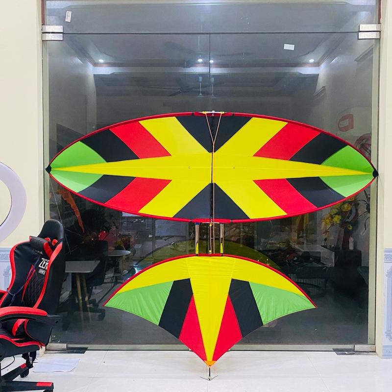 Diều cacbon xương cá vàng xỏ khung 3m vải riptop may ziczac hàng siêu đẹp cánh tim VIP