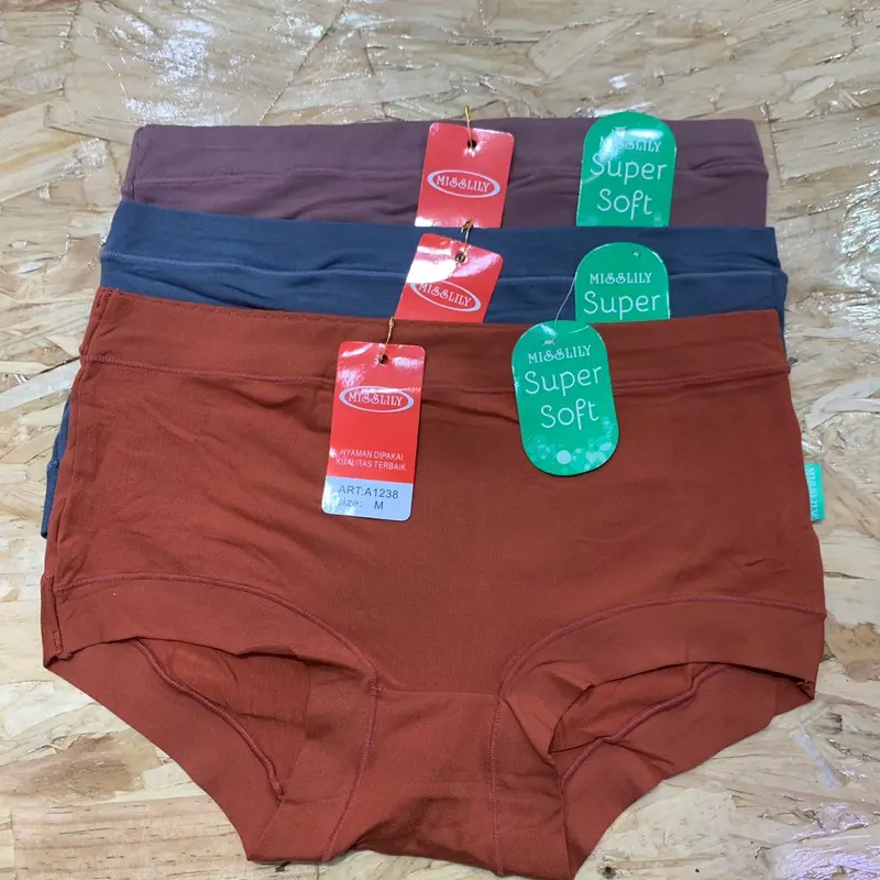 (6Pcs) Celana Dalam Wanita Misslily 1238 Super Soft M - Xxxl Jahit Belakang Lembut Nyaman 2