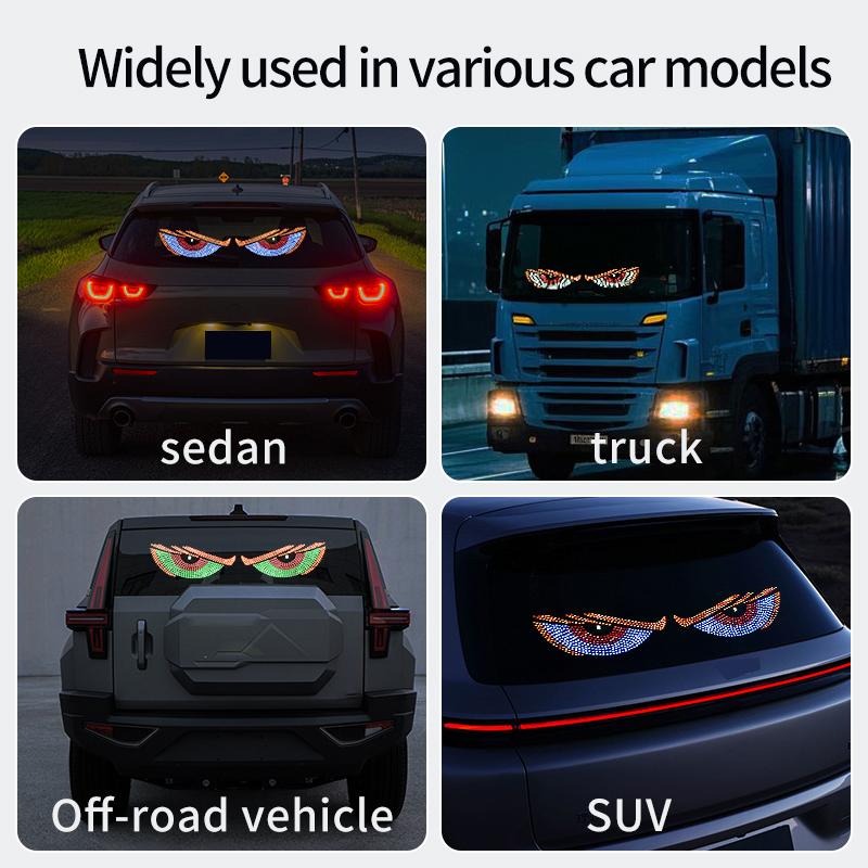 1 Pair Truck Car Devil's Eye Light RGB Dynamic Demon Eye Decorative Light Led Display Decor Pixel Panel Windshield USB 5V Multi-Mode Lamp
