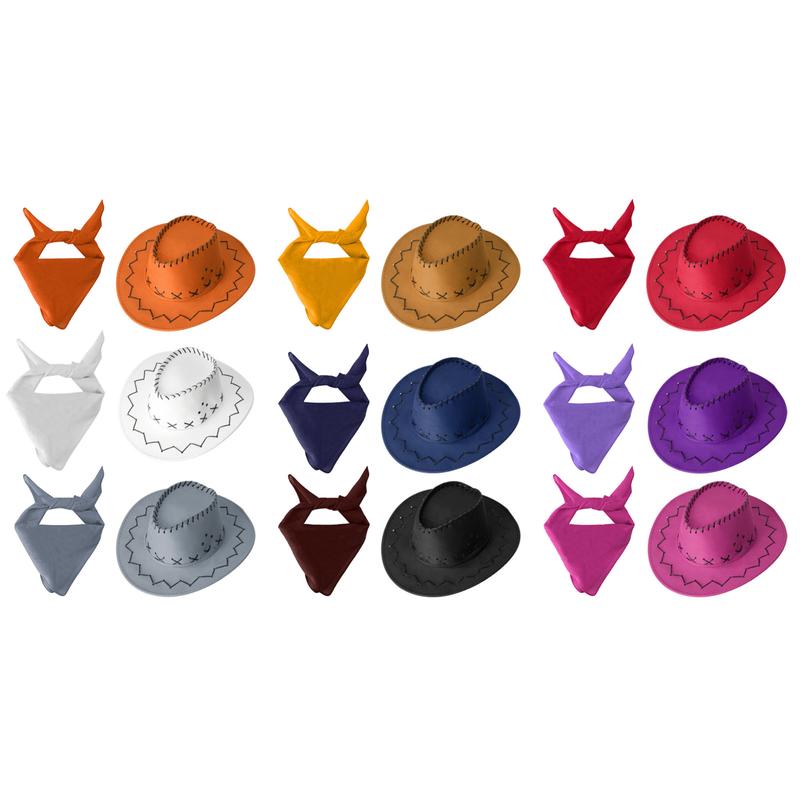 Product Introduction of Mũ Cao Bồi Trẻ Em, Doomiva, Với Bộ Khăn Bandana, Dành Cho Bé Trai Và Bé Gái, Phong Cách Phương Tây, Rộng Vành, Làm Bằng Nỉ, Thích Hợp Cho Nữ Cao Bồi, Tiệc Tùng, Trang Phục Hóa Trang Halloween 0