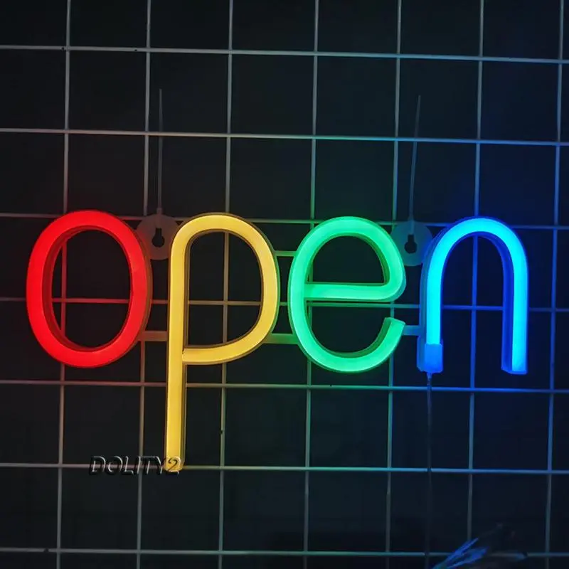 [Dolity2] LED Open Sign Lighting Neon Lights Wall Hanging Cafe Shop Display Pub
