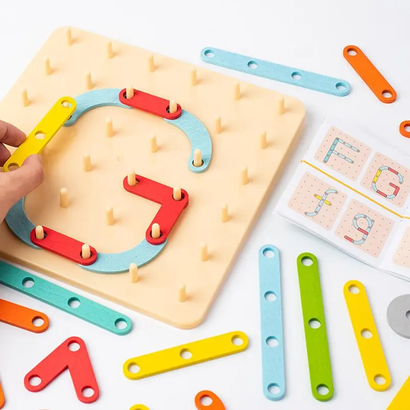 Baby Toy Creative Board (1 Set), Early Educational Learning Alphabet Numbers Building Blocks, Matching Puzzle, Montessori Toy Summer Gift 4