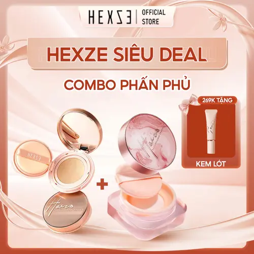  COMBO Phấn phủ 7g + Cushion hexze  có kèm lõi thay thế  Nữ Cosmetic Trang Điểm Women Mỹ Phẩm 