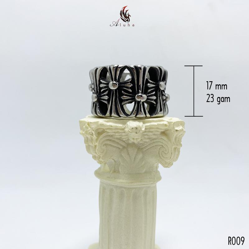 Nhẫn Titan không rỉ Cemetery Cross CH khắc chữ siêu đẹp, phù hợp cho nam và nữ, phong cách cá tính, streetwear - R009
