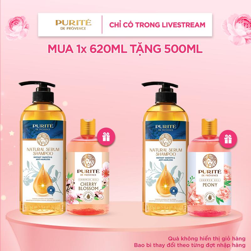 Combo Dầu Gội Serum Purite Giảm Gãy Rụng 620ML + Sữa Tắm Purite 500ML