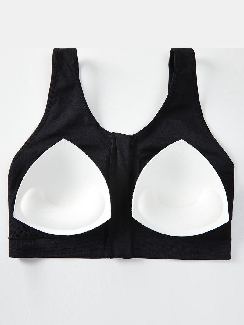 Product Introduction of Women's Solid Zipper Detachable Pad Wireless Bra, Breathable Comfortable Sports Bra, Women's Lingerie For All Seasons 5