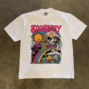 JJ.STORE JOURNEY Korea Style T-shirt Oversize | Kaos Wanita Putih | Kaos pria dan wanita Crew-neck fashion unisex T-shirt Menswear Top