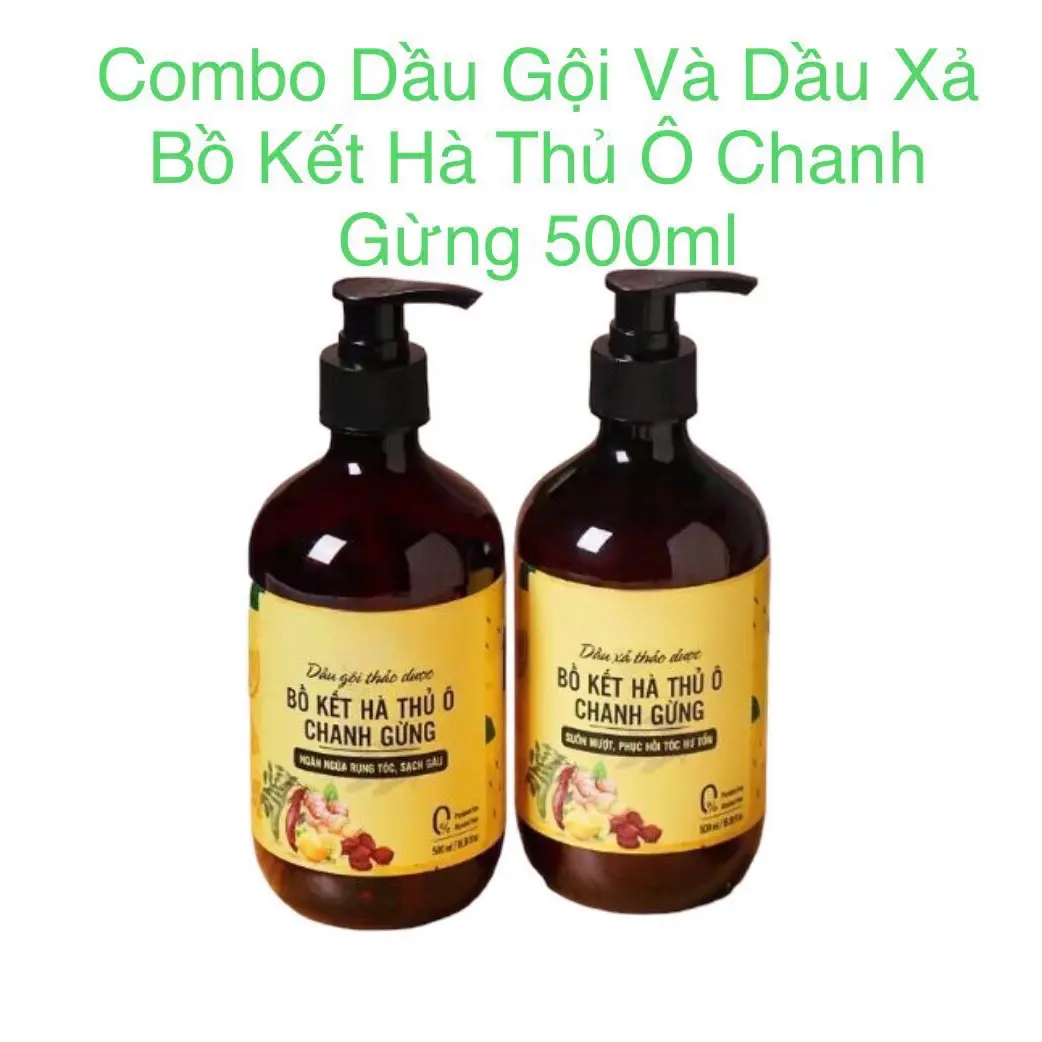Combo Dầu gội Và Dầu xả Bồ kết Hà thủ ô Chanh Gừng  - chai 500ml
