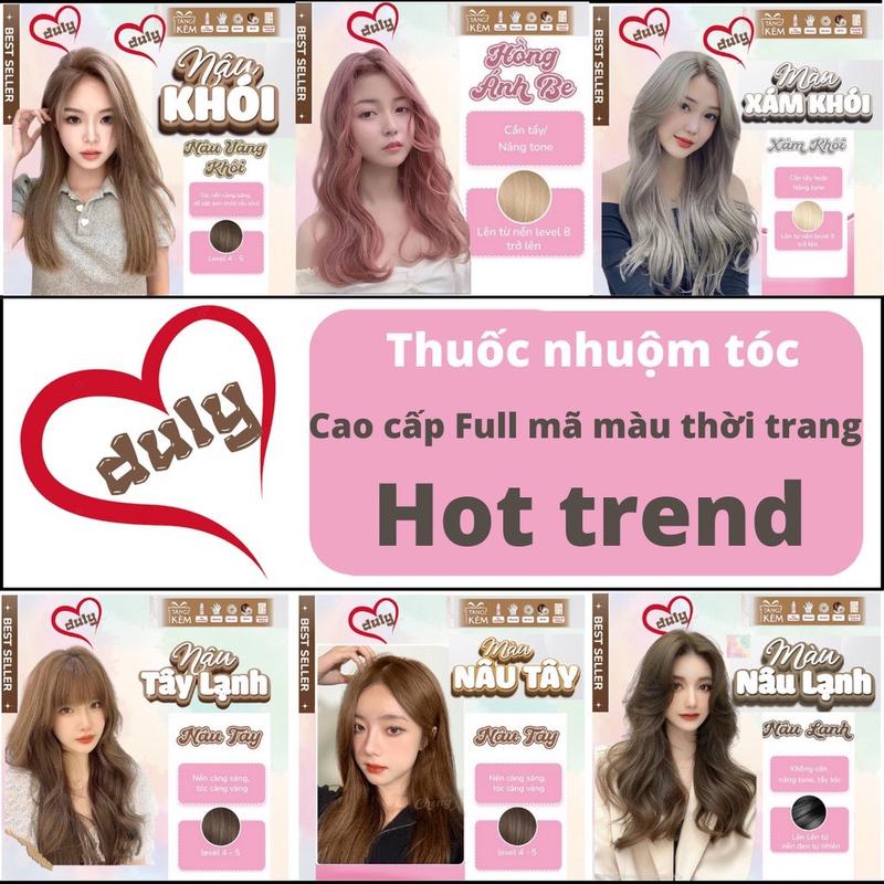 Thuốc nhuộm tóc màu ĐỎ DÂU XANH ĐEN CÁC MÀU HOT TREND nhuộm tóc nữ tại nhà tặng kèm oxy găng tay mũ ủ