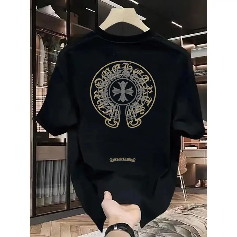 American high-end soft pure cotton short sleeved T-shirt men's new trendy loose T-shirt