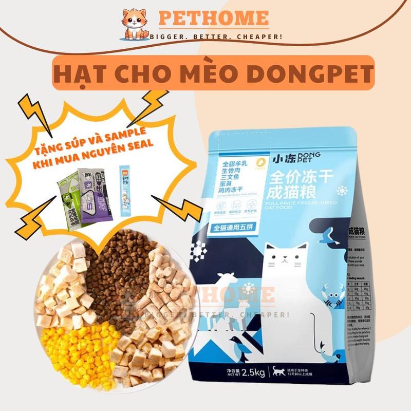 Túi 2,5kg Hạt Cho Mèo DONGPET 5 Loại Topping Cao Cấp - Hỗ Trợ Tăng Cân Tăng Nọng Cho Mèo