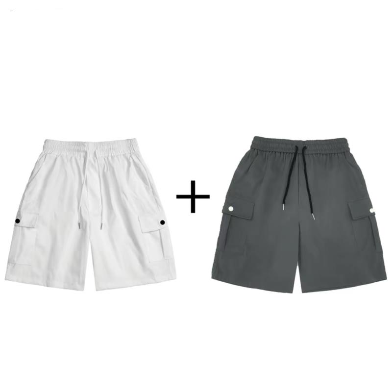 CONBO 2 QUẦN SHORT KAKI TÚI HỘP PN.STORE1993 nam nữ chất liệu kaki gió mặc thoáng mát Menswear Baggy Nhung Kem 3