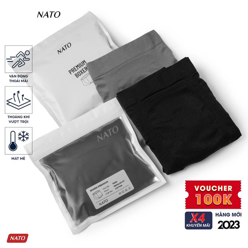 Quần Lót AMIDE Nam Vải Cotton Thun Lạnh Đơn Giản Cao Cấp Màu Đen Xám Trơn Boxer Sịp Đùi Trắng Xì Lip Sì NATO Quần Boxer