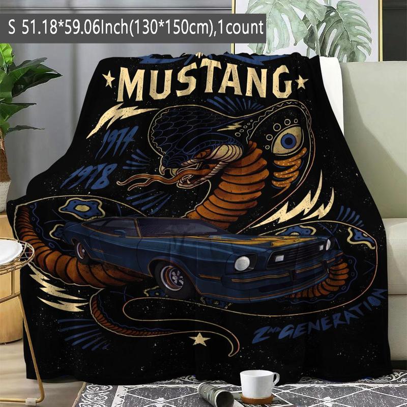 Mustang Snake Pattern Blanket, Soft Comfortable Throw Blanket, Cool Bedroom Bedding Blankets, Warm Napping Blanket for Home Office Travel Camping 2