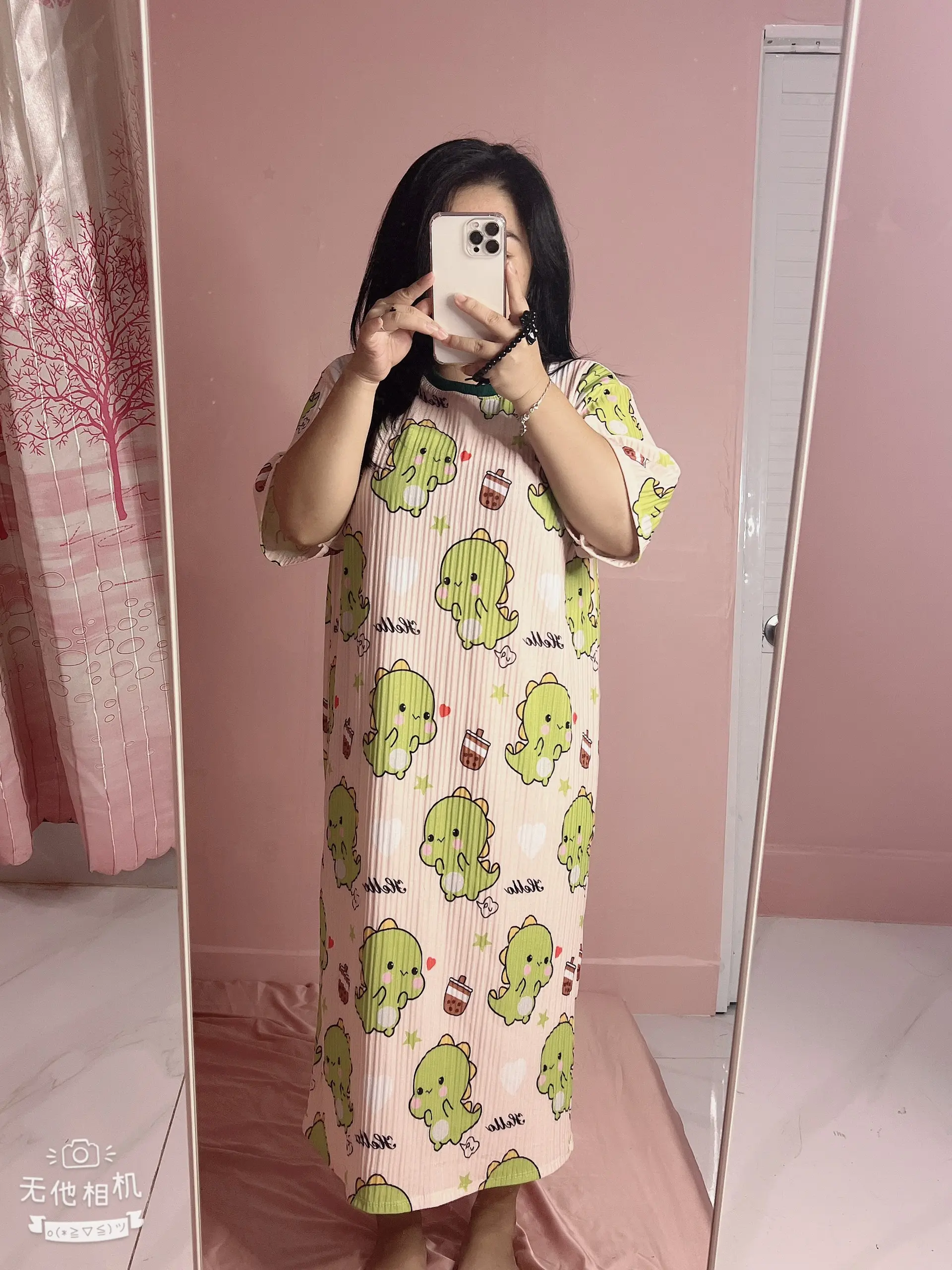 Váy ngủ thoải mái hình họa tiết dễ thương Xốp Nhật Nữ Nhung Women Sen Voi