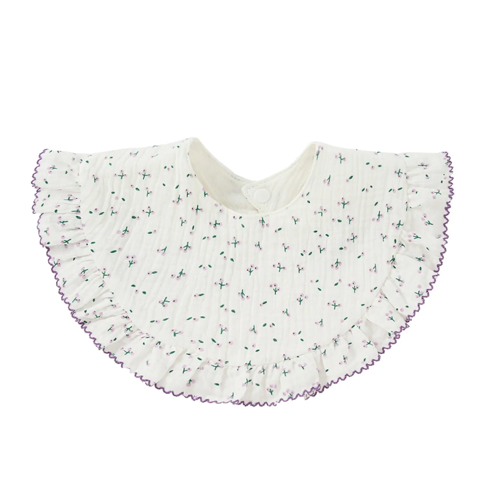 Baby Buckle Bib, Cotton Gauze Ruffled Bibs Eating Gift, 0-18 Months