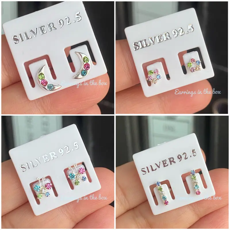 สปอตสินค้า ต่างหูเงินแท้ 92.5% ประดับพลอยสีหวาน