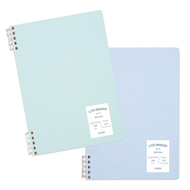 Vở Dot Line B5 120 trang kẹp còng nhựa 2 đầu Klong MS 810, tập sổ viết giấy kẻ ngang có chấm 100gsm