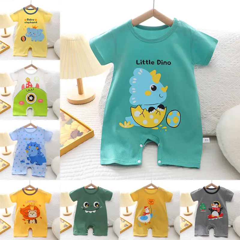 26 Styles 2024 New Summer Baby Clothing ( Babies Aged 3-15 Months) Newborn Boys Girls Short-sleeved Thin Section Open File Climbing Clothing Baby Jumpsuit Romper (59-80,4 Size )