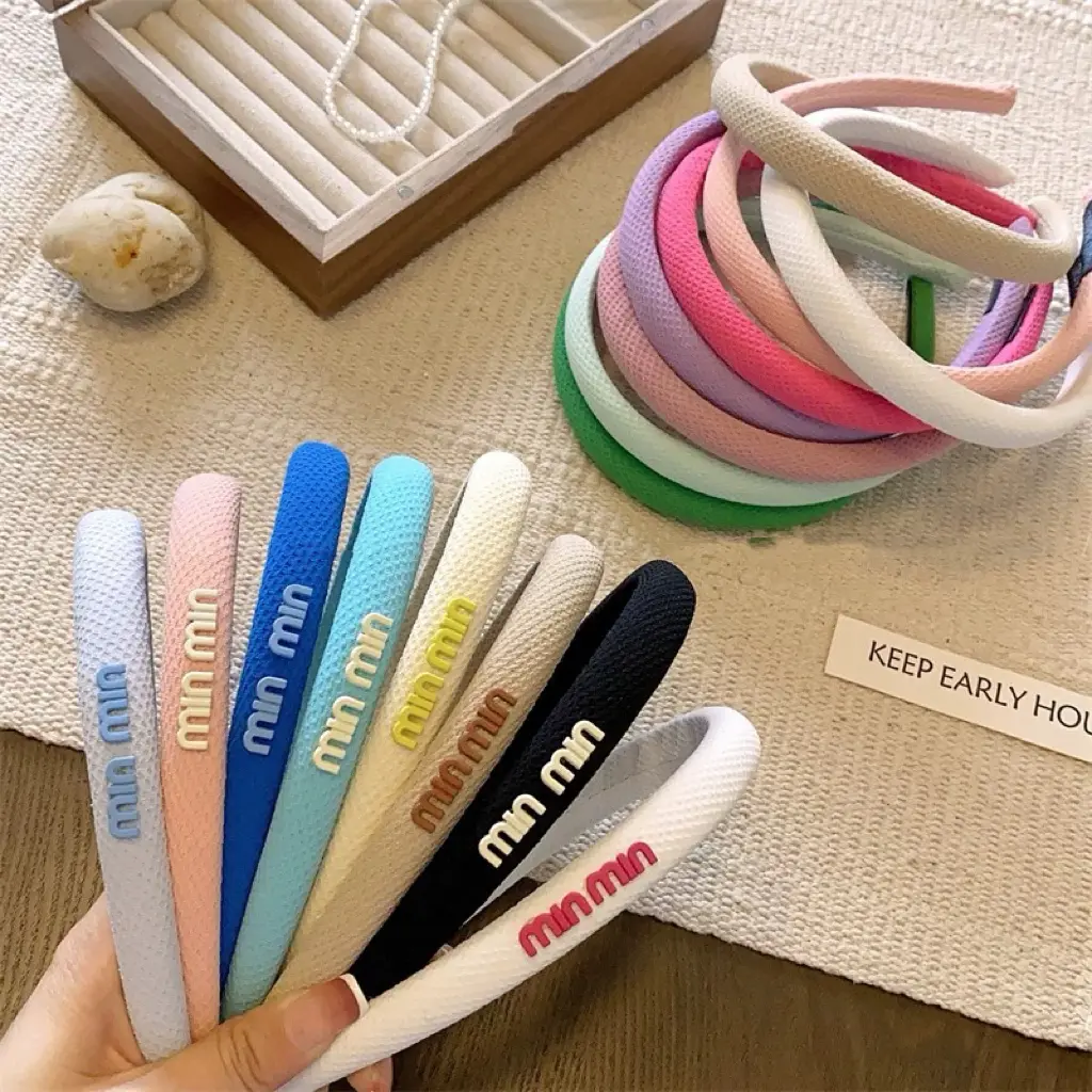 MIN MIN Bando Kain Wanita Korea Headband Cloud Polos Empuk Bandana Lembut Warna Pastel Hair Band Korean