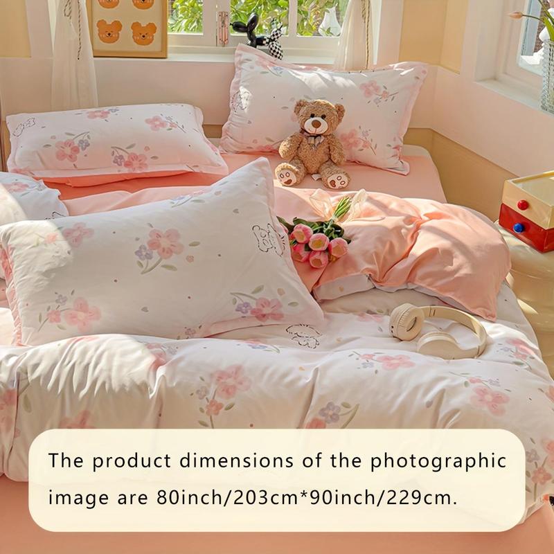 Product Introduction of Floral Print Bedding Set, 1 Count Bedspread & 1/2 Counts Pillowcase without Filler, Soft Comfortable Bedding Set for Home Bedroom 3