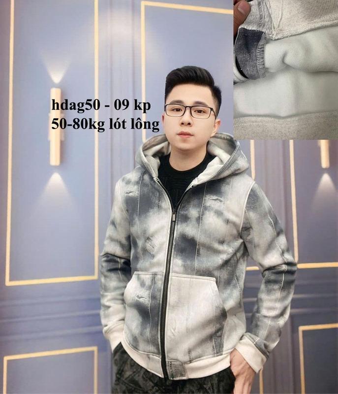 Áo khoác hoodie thiết kế loang màu lót lông N270