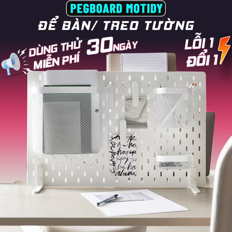 Kệ Bảng Pegboard MOTIDY Để Kẹp Bàn, Chân Đứng, Treo Tường, Chất Liệu Acrylic Cao Cấp, Size Lớn, Không Gồm Phụ Kiện Để Đồ